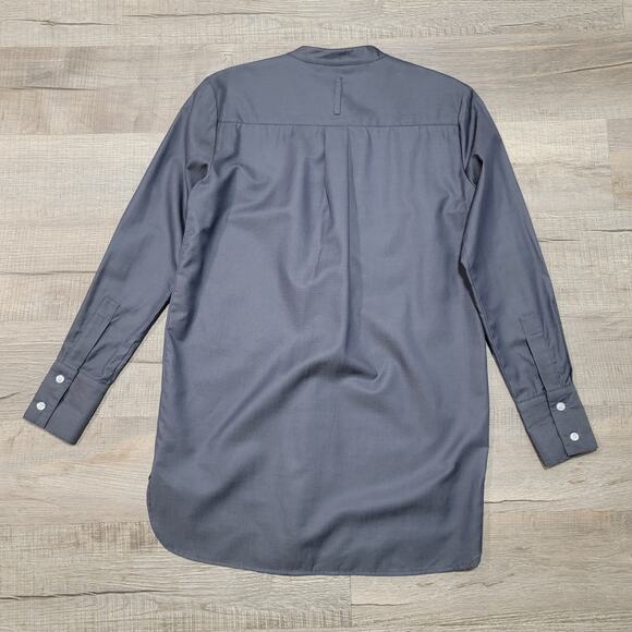 Kal Rieman Cotton XS Half Button Mandarin Collar Shirt Gray Twill Minimalist Top - Picture 2 of 6